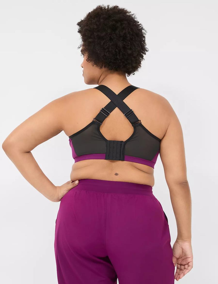 Dark Purple Lane Bryant LIVI High-Impact Wicking Underwire Women Sports Bra | STN845WA