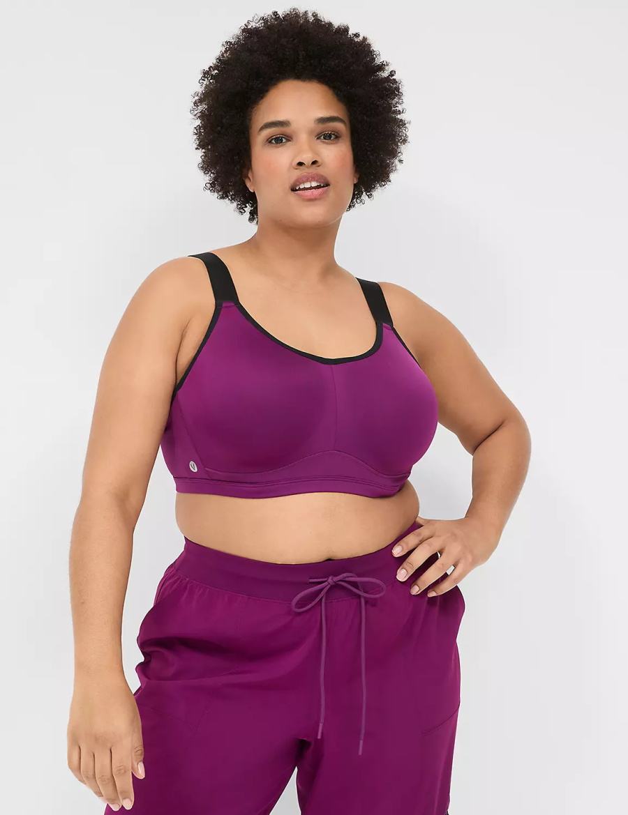 Dark Purple Lane Bryant LIVI High-Impact Wicking Underwire Women Sports Bra | STN845WA