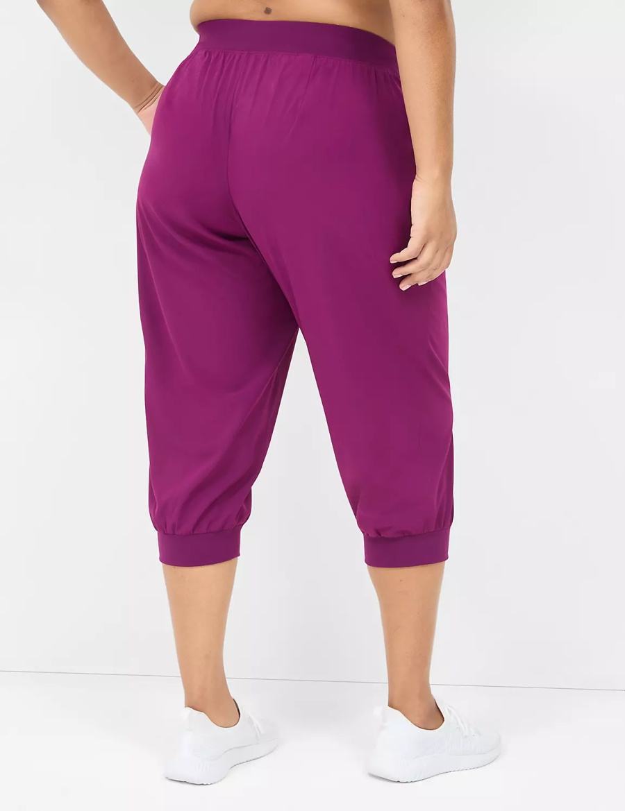 Dark Purple Lane Bryant LIVI Stretch Woven Capri Women Joggers | RTA3346DK