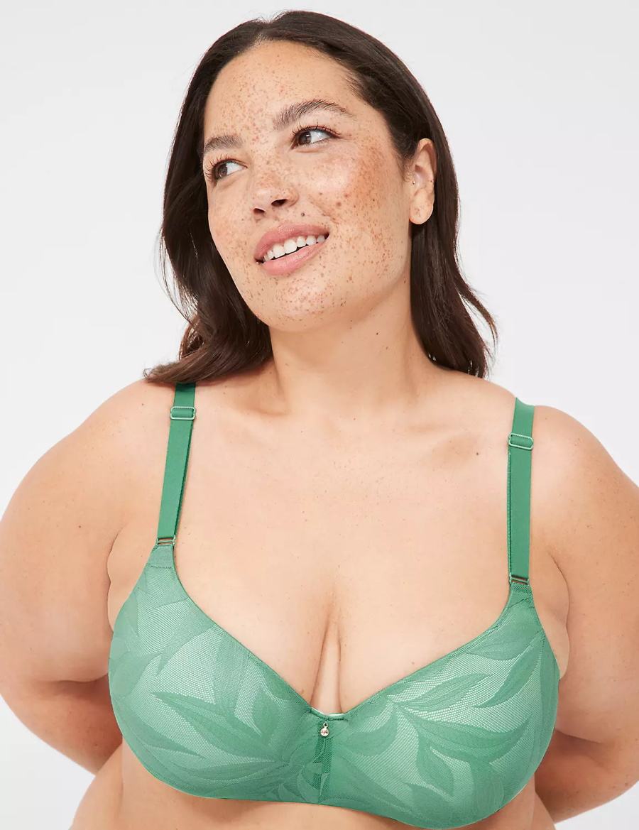 Deep Green Lane Bryant Invisible Lace Backsmoother Women Balconette Bra | UDX8278RJ