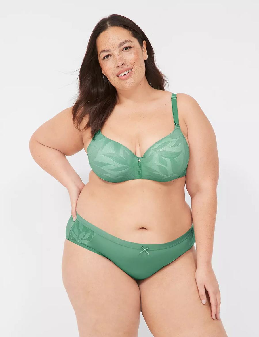 Deep Green Lane Bryant Invisible Lace Backsmoother Women Balconette Bra | UDX8278RJ