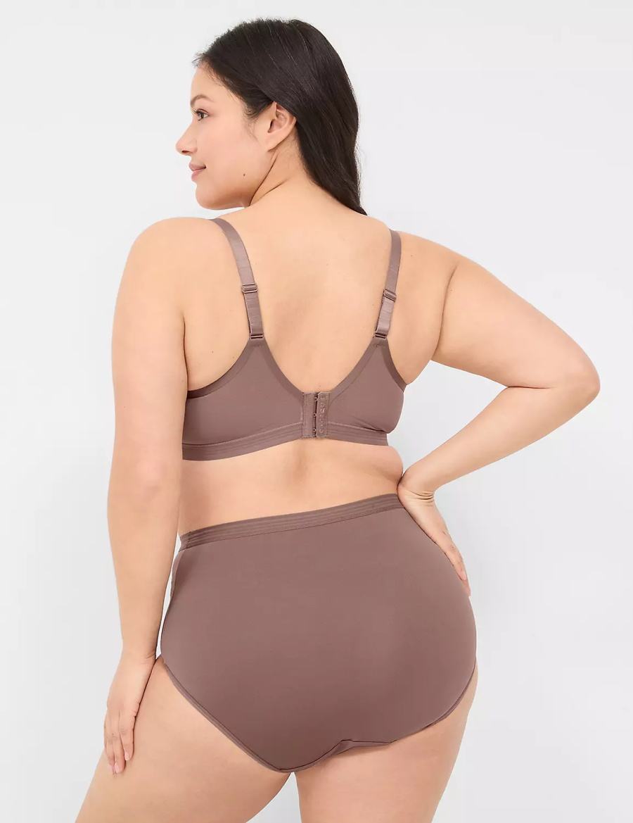 Deep Grey Brown Lane Bryant Modern Romance Full Women Briefs | OUP2125KY