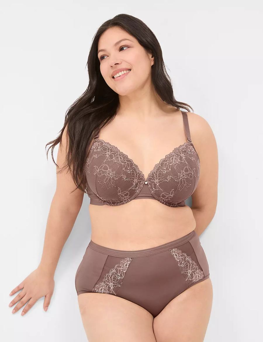 Deep Grey Brown Lane Bryant Modern Romance Full Women Briefs | OUP2125KY