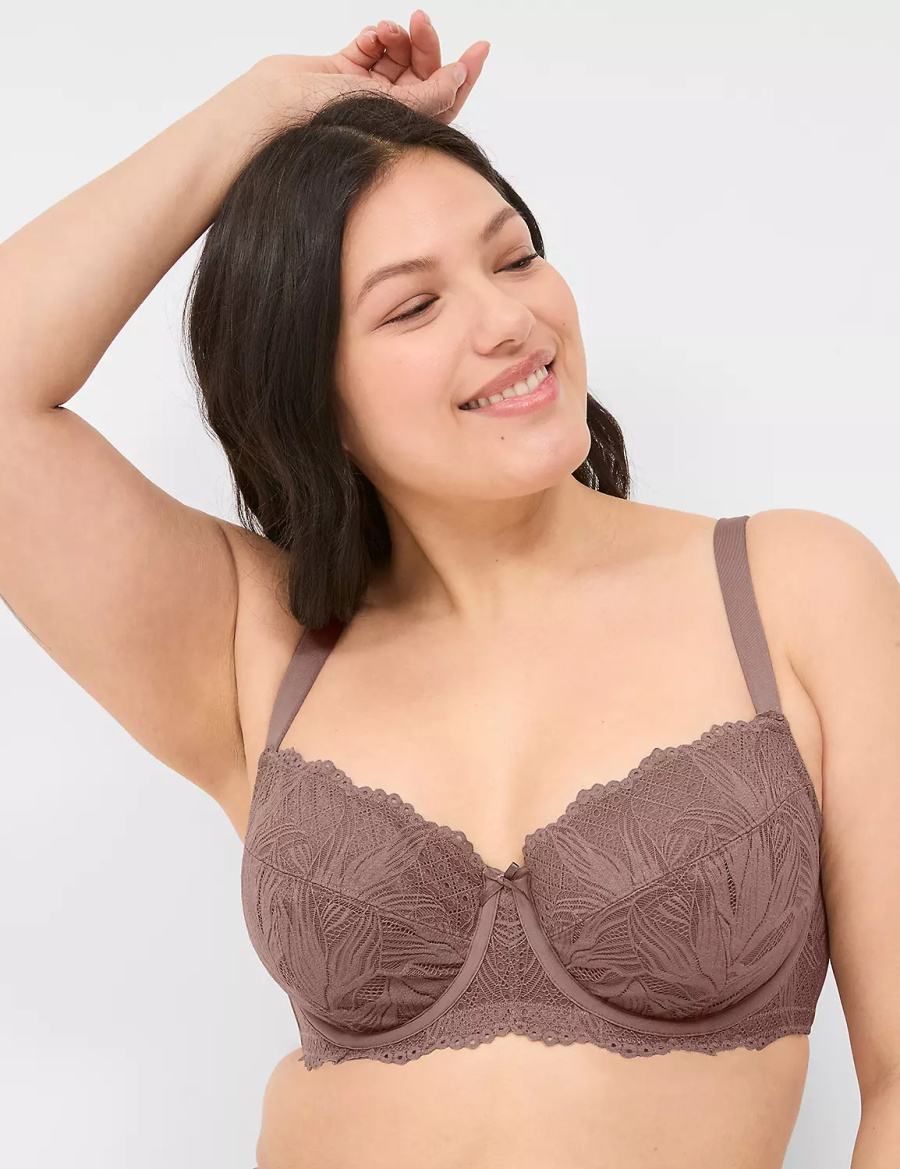 Deep Grey Brown Lane Bryant Unlined with Lace Women Balconette Bra | RVL6410IS