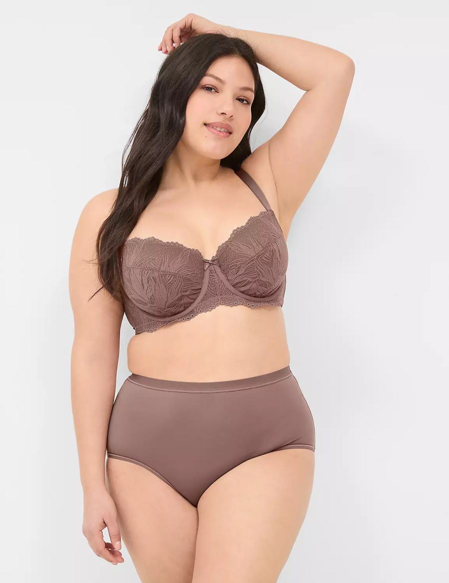 Deep Grey Brown Lane Bryant Unlined with Lace Women Balconette Bra | RVL6410IS