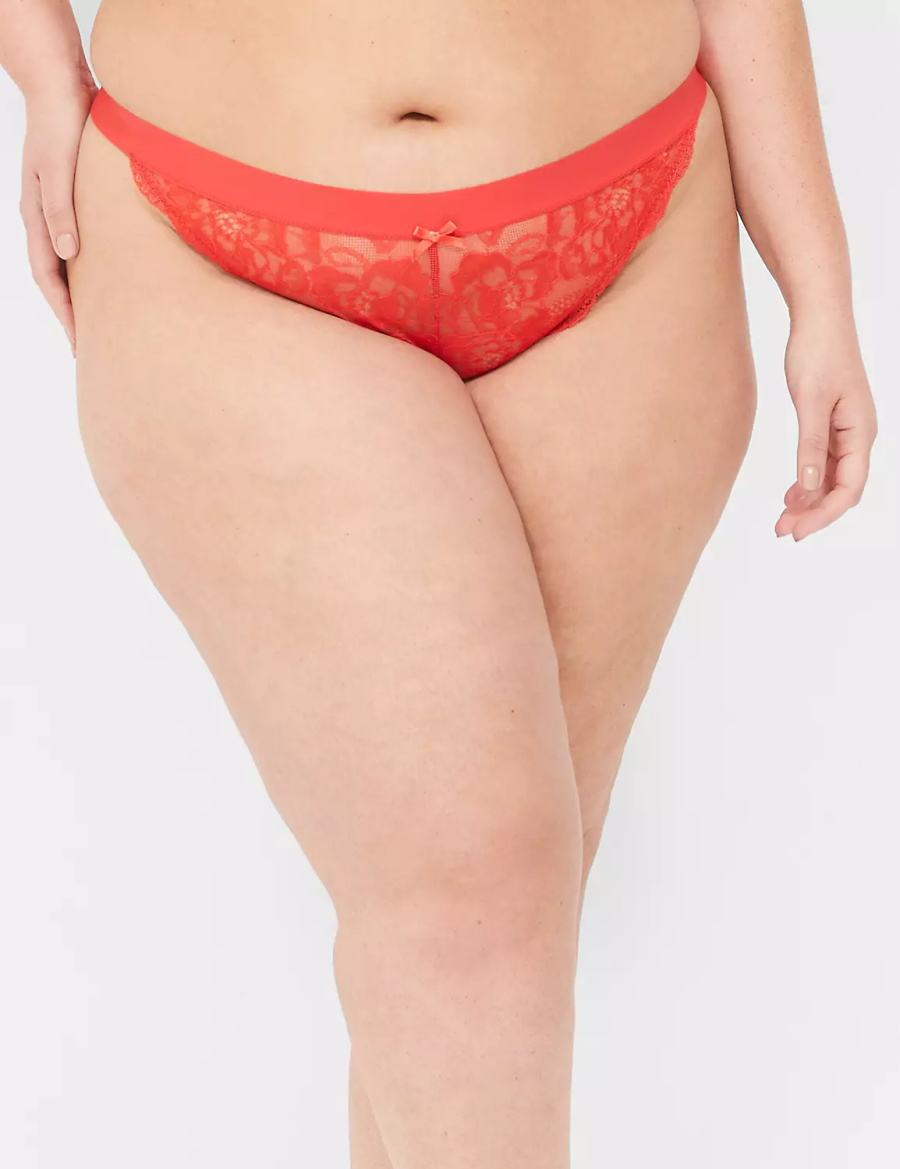 Deep Red Lane Bryant Lace Women Brazilian Panty | MXN981UB