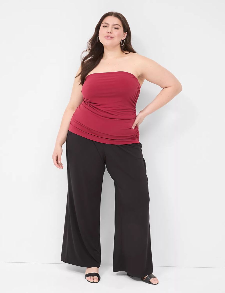 Deep Red Lane Bryant Tube Top With Shelf-Bra Women Tank Top | JSD4634RT