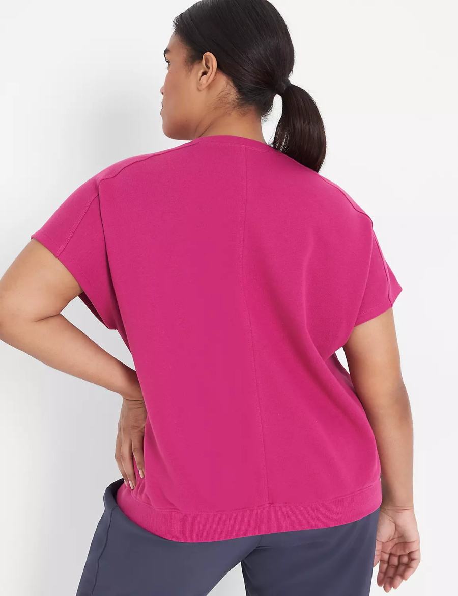 Fuchsia Lane Bryant LIVI French Terry Short-Sleeve Women Sweatshirts | PJR4925RW