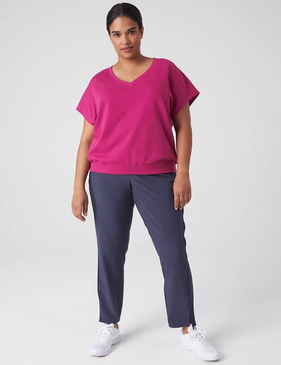 Fuchsia Lane Bryant LIVI French Terry Short-Sleeve Women Sweatshirts | PJR4925RW