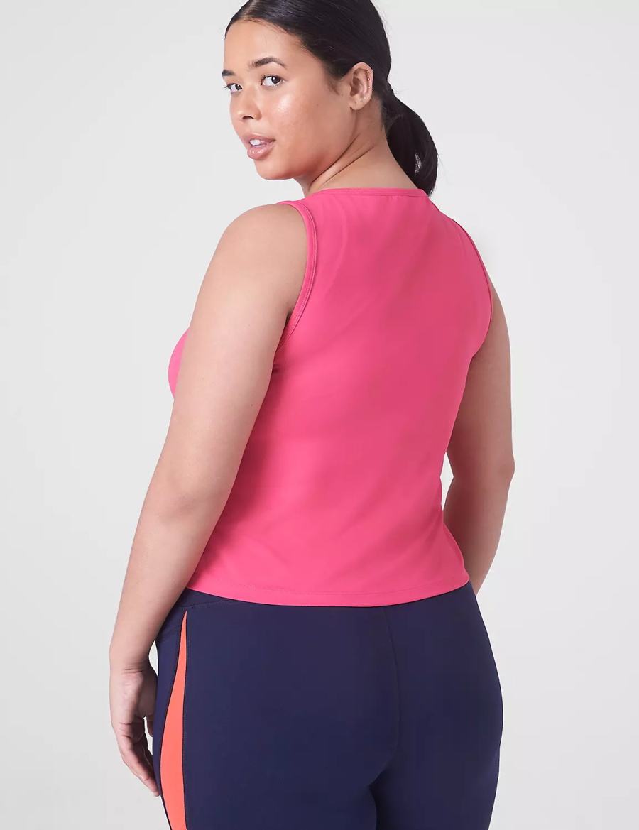 Fuchsia Pink Lane Bryant LIVI Crop Snap-Up Wicking Women Tank Top | RTP5985TN