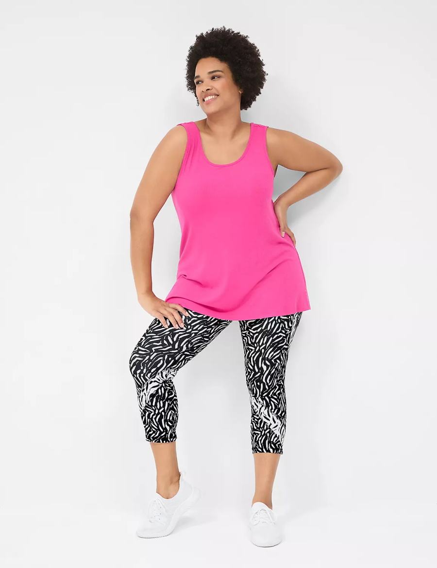 Fuchsia Pink Lane Bryant LIVI Twist-Back Rib Women Tank Top | TQU4557AQ