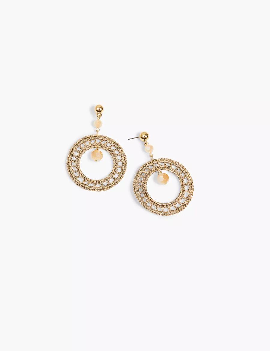 Gold Lane Bryant Beaded Woven Filigree Drop Women Earrings | ROX2453VX