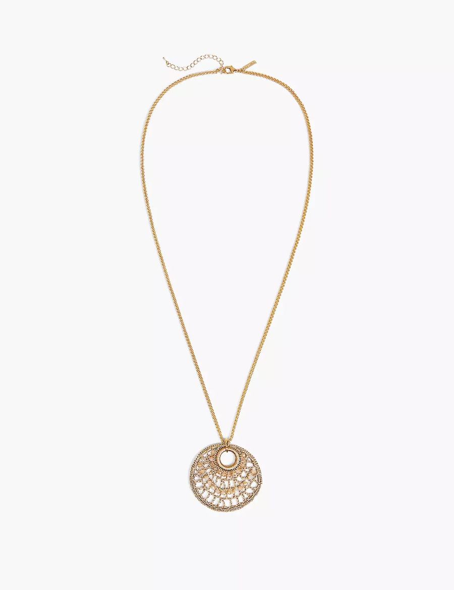 Gold Lane Bryant Beaded Woven Filigree Women Pendant Necklace | PHE1795SU