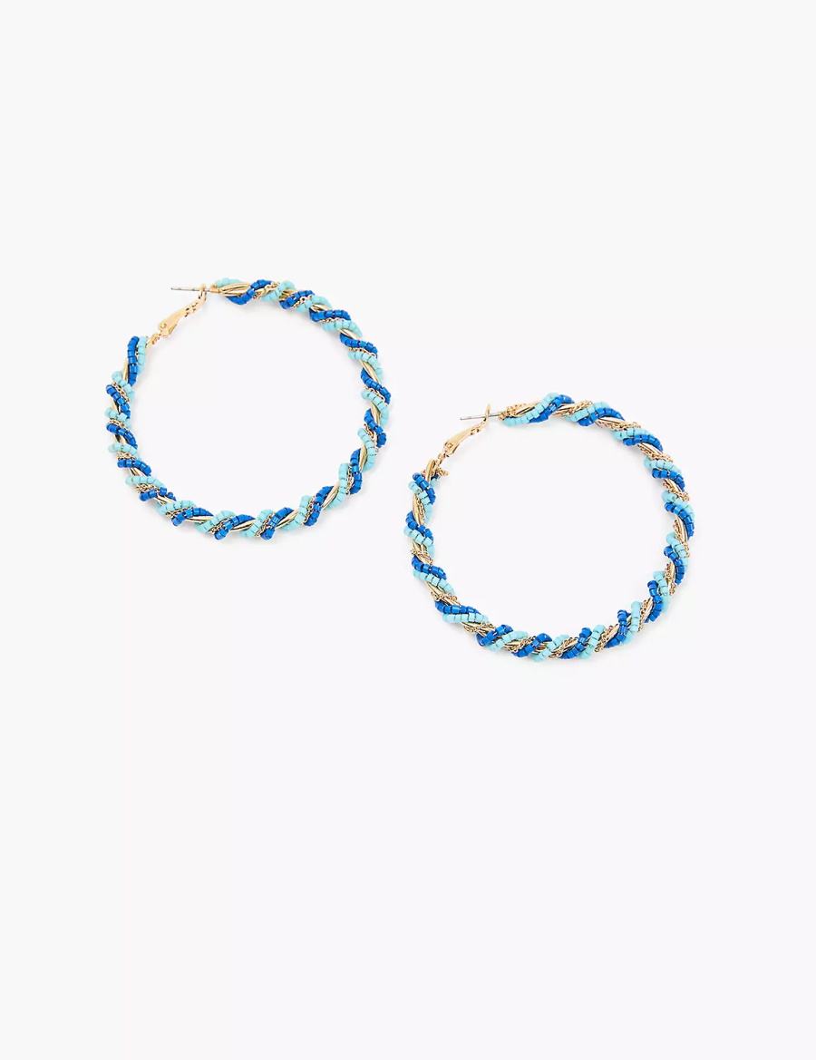 Gold Lane Bryant Blue Twisted Women Hoop Earrings | FAY7495YN