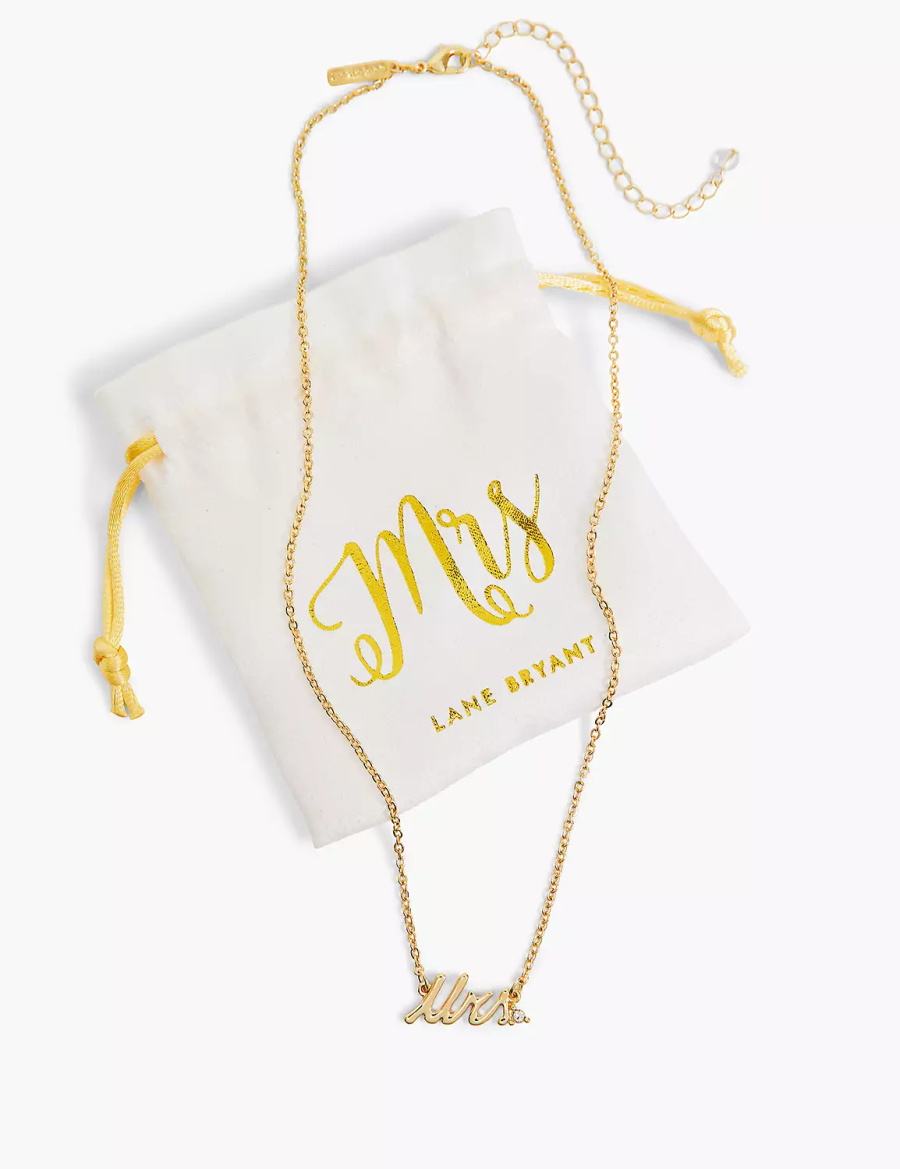 Gold Lane Bryant Bride Mrs & Pouch Women Necklace | XNR6011PK