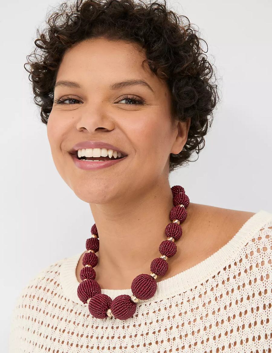 Gold Lane Bryant Cabernet Beaded Statement Women Necklace | VZS2458FM