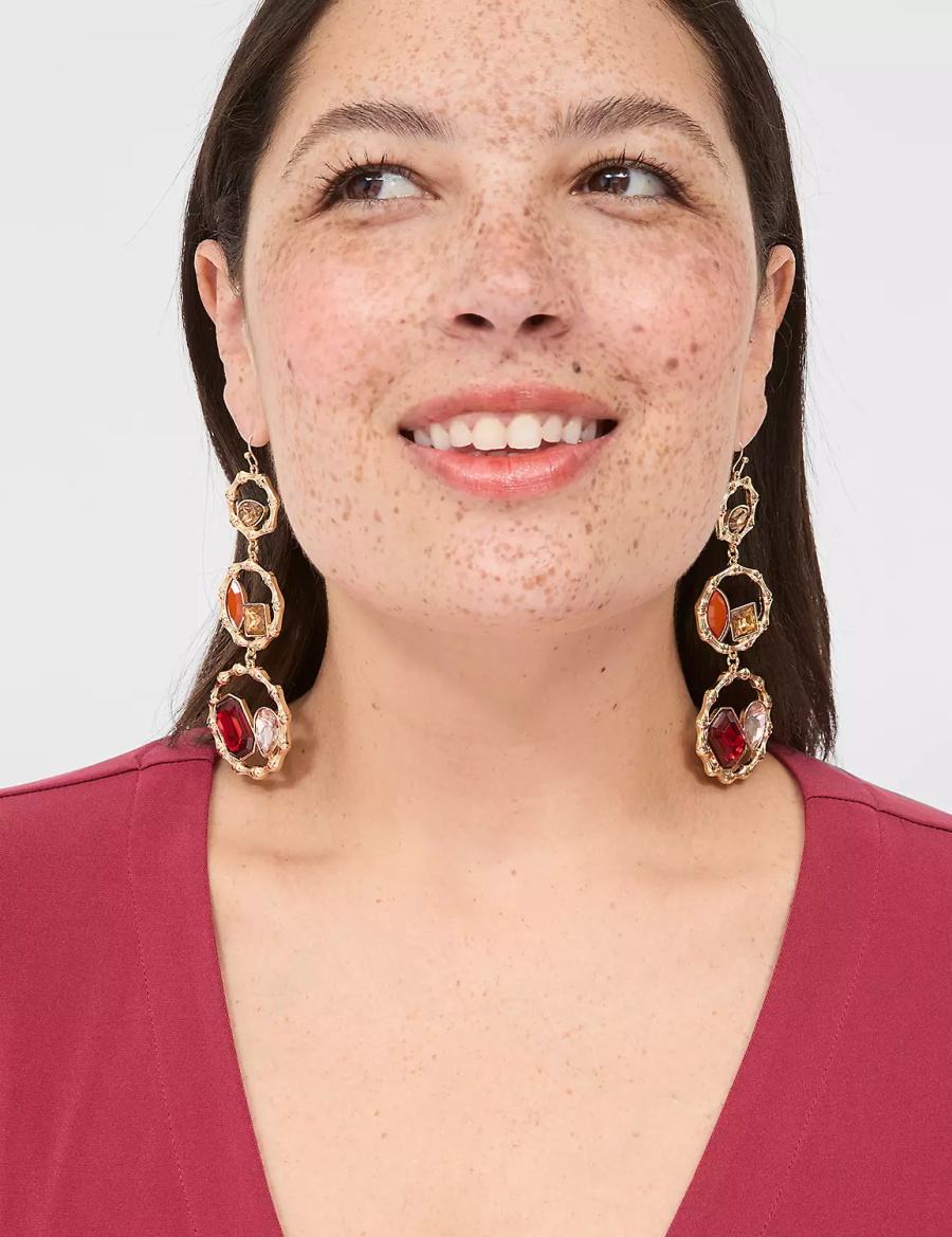 Gold Lane Bryant Cabernet Imitation Stone Drop Women Earrings | IZN5620ZO