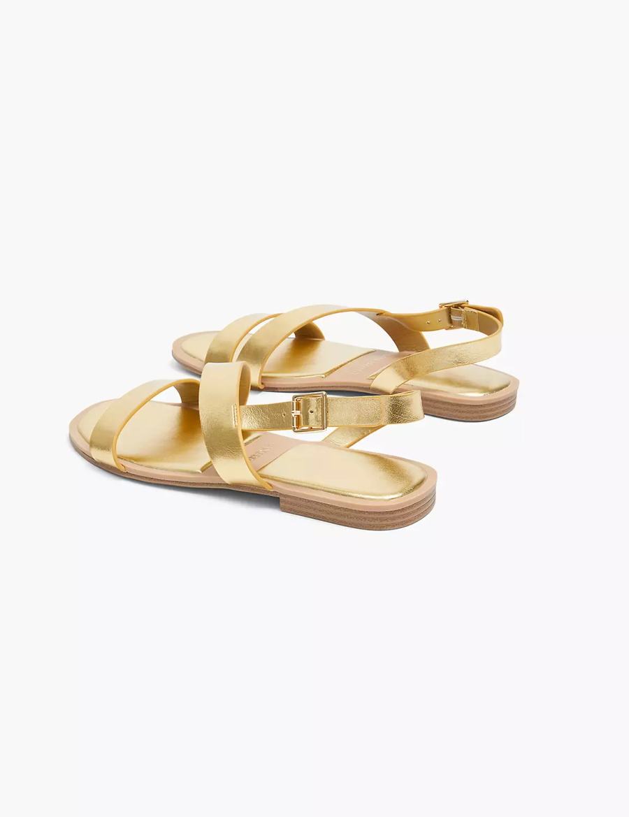 Gold Lane Bryant Dream Cloud Double-Band Faux-Leather Women Flat Sandals | ZZZ4887UM