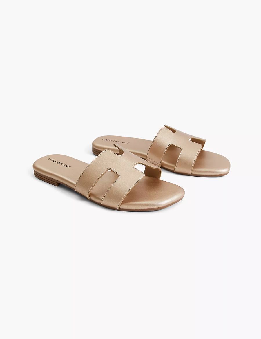 Gold Lane Bryant Dream Cloud Faux-Leather Slip-On Women Flat Sandals | YSP9346YQ