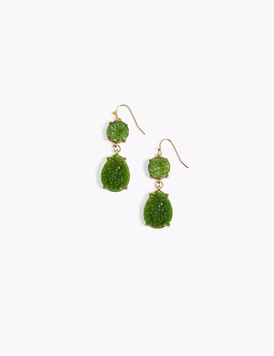 Gold Lane Bryant Green Druzy Drop Women Earrings | VXJ3118VE