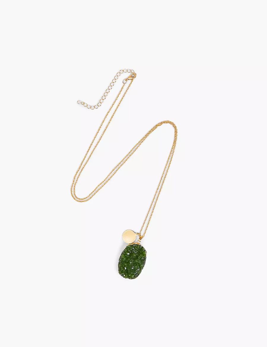 Gold Lane Bryant Green Druzy Women Pendant Necklace | CZH5966ZC