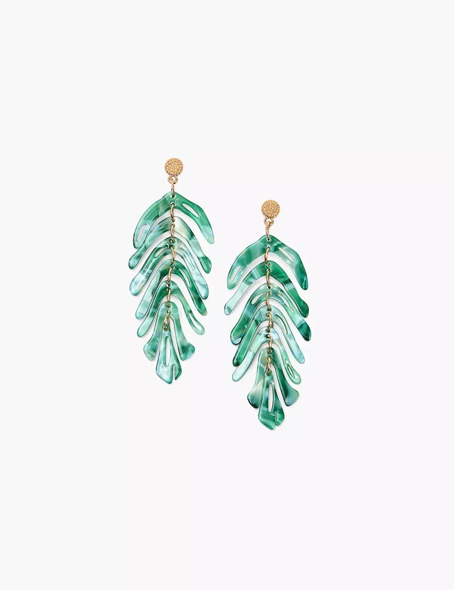 Gold Lane Bryant Green Resin Flowy Leaf Women Earrings | ELH8288OS