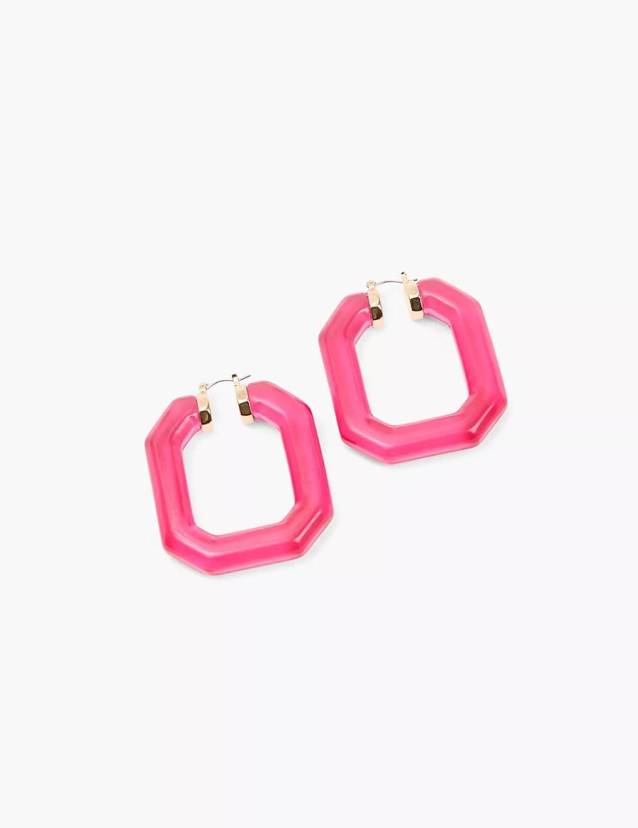 Gold Lane Bryant Pink Acrylic Women Hoop Earrings | PHC8161GS