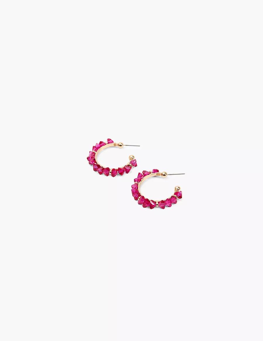 Gold Lane Bryant Pink Imitation Stone Women Hoop Earrings | EER9749GS