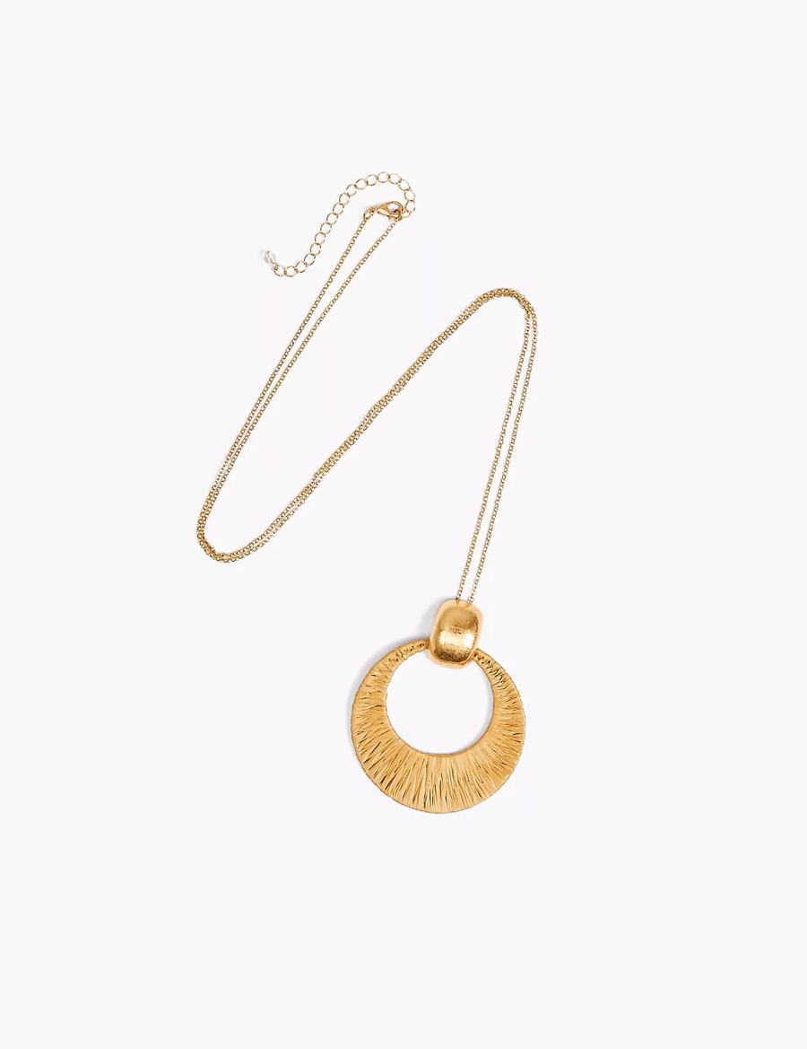 Gold Lane Bryant Textured Circle Women Pendant Necklace | KYX2528XI