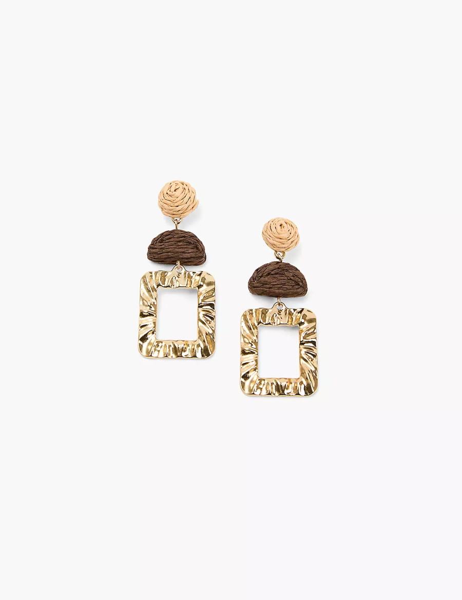 Gold Lane Bryant Textured Drop Women Earrings | TWU6959EY