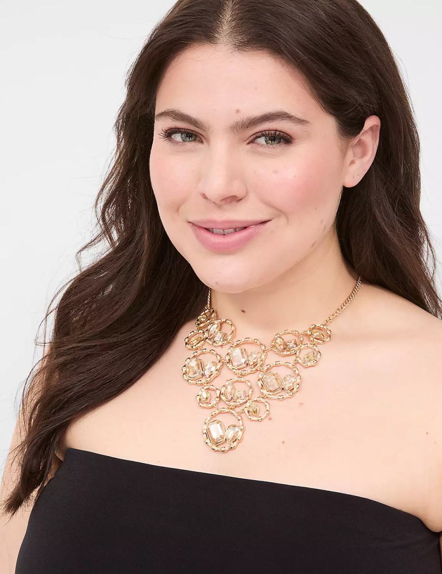 Gold Lane Bryant Textured Imitation Stone Statement Women Necklace | UWP2453CA