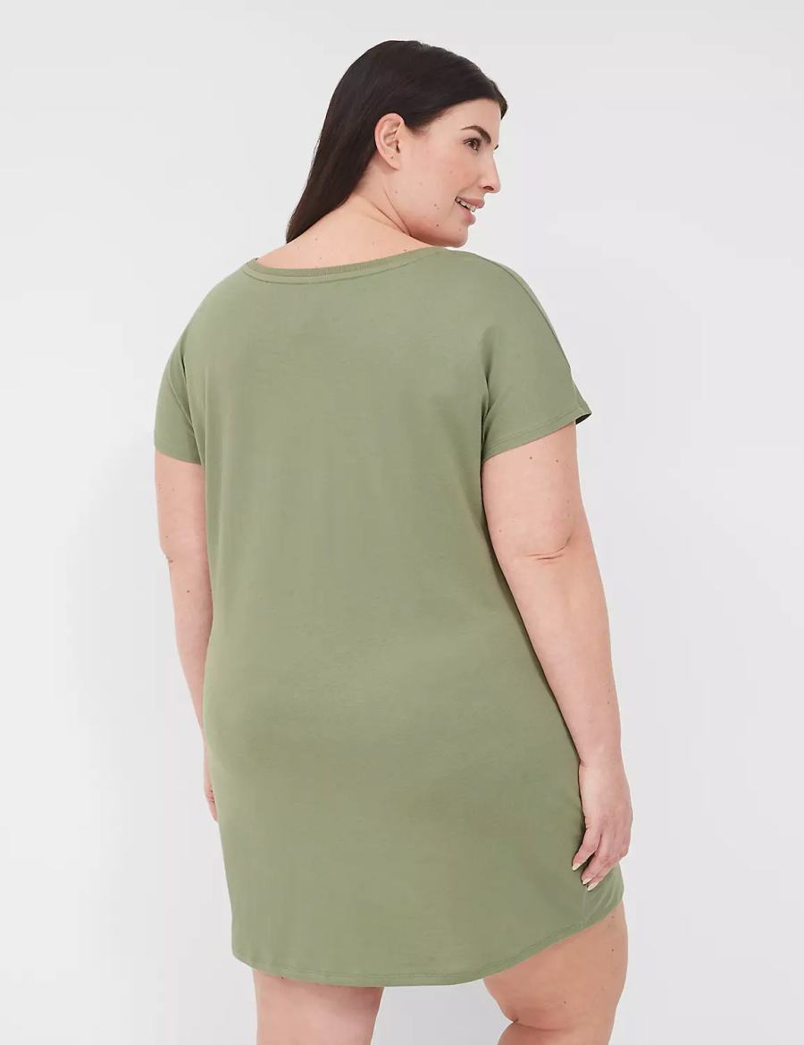 Green Lane Bryant Comfy Cotton Boatneck Sleepshirt Women T Shirts | YKL1216FB