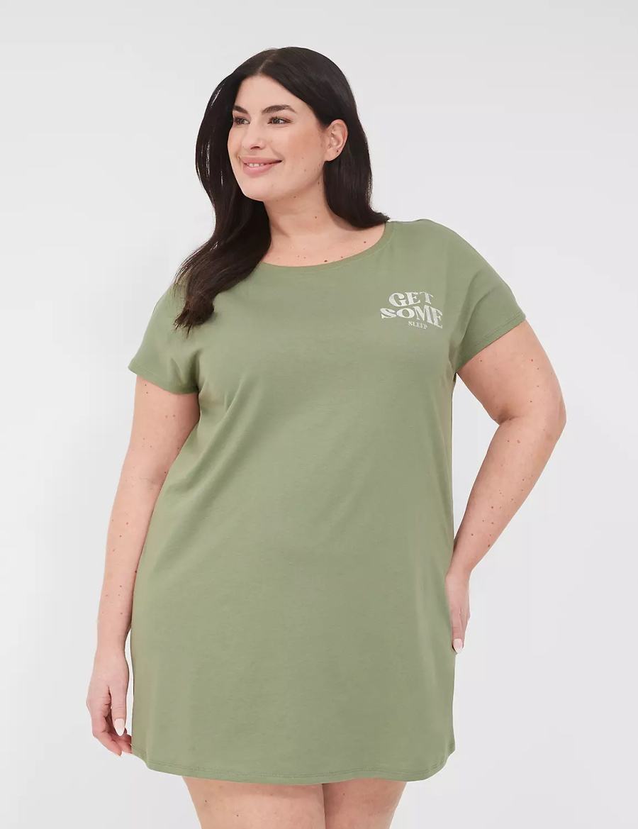 Green Lane Bryant Comfy Cotton Boatneck Sleepshirt Women T Shirts | YKL1216FB