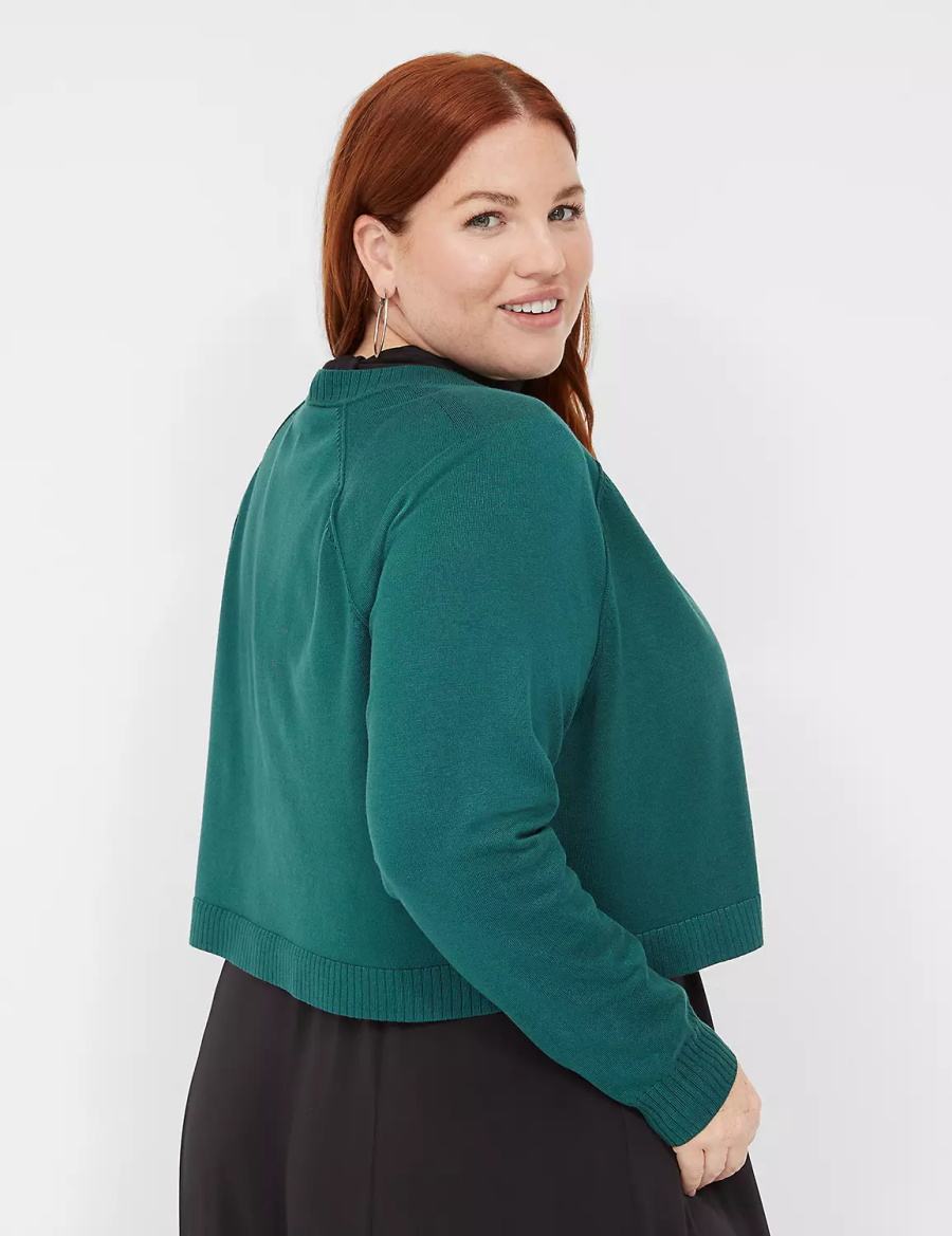 Green Lane Bryant Crop Open-Front Shrug Women Sweaters | UTJ1443WQ