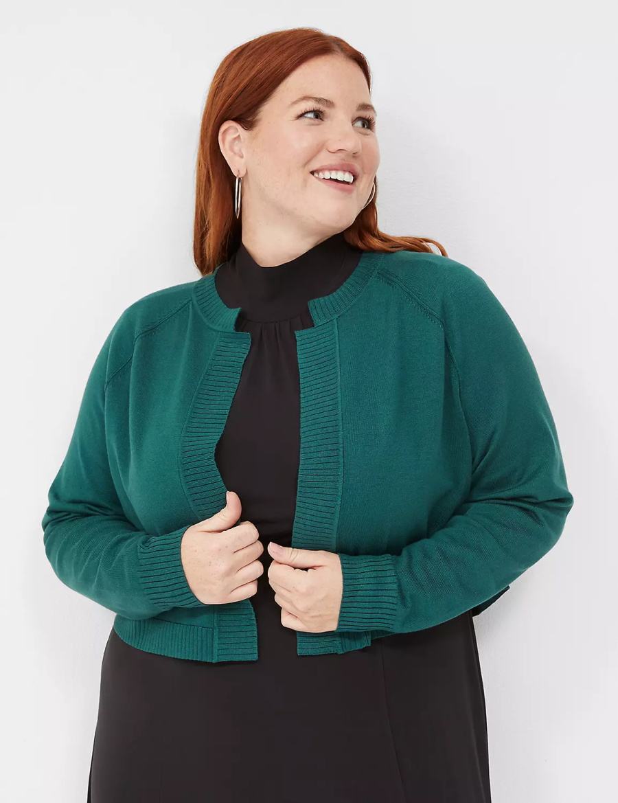 Green Lane Bryant Crop Open-Front Shrug Women Sweaters | UTJ1443WQ