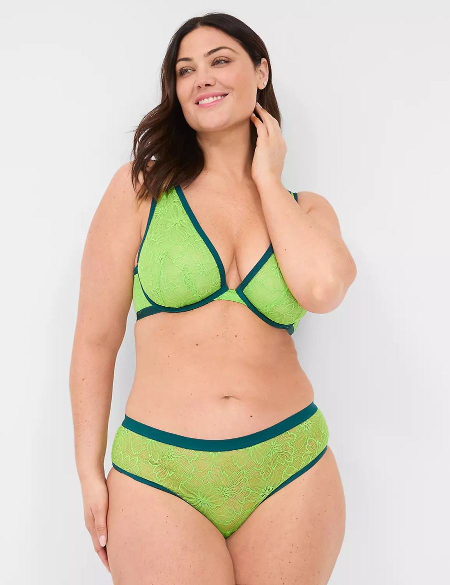 Green Lane Bryant Crush Lace Ruched-Back Women Cheeky Panty | IAT4754CK