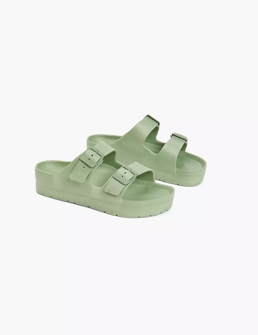 Green Lane Bryant Double-Band Women Slide Sandals | AAZ6558KF