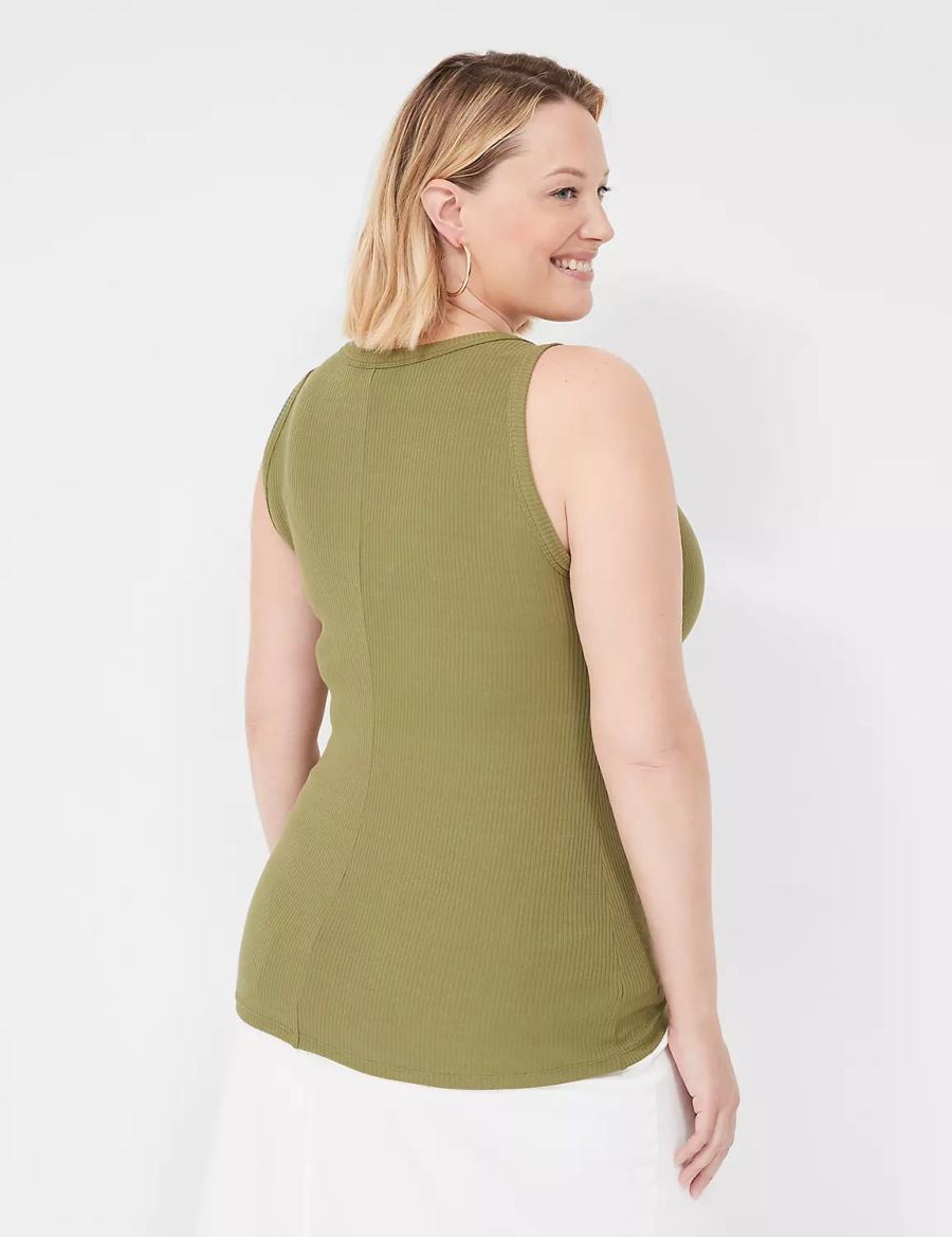 Green Lane Bryant Fitted High-Neck Rib Women Tank Top | XCM891ZH