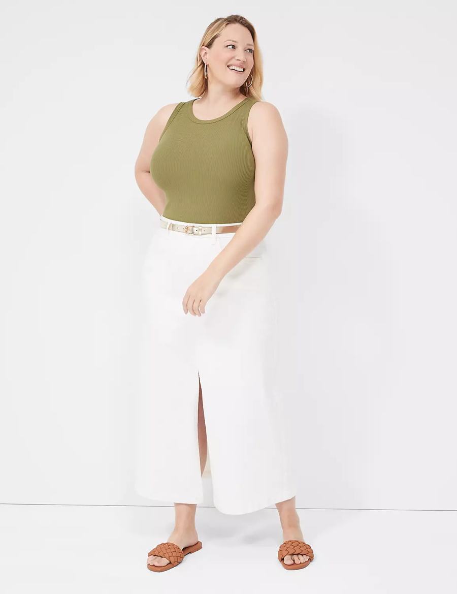 Green Lane Bryant Fitted High-Neck Rib Women Tank Top | XCM891ZH