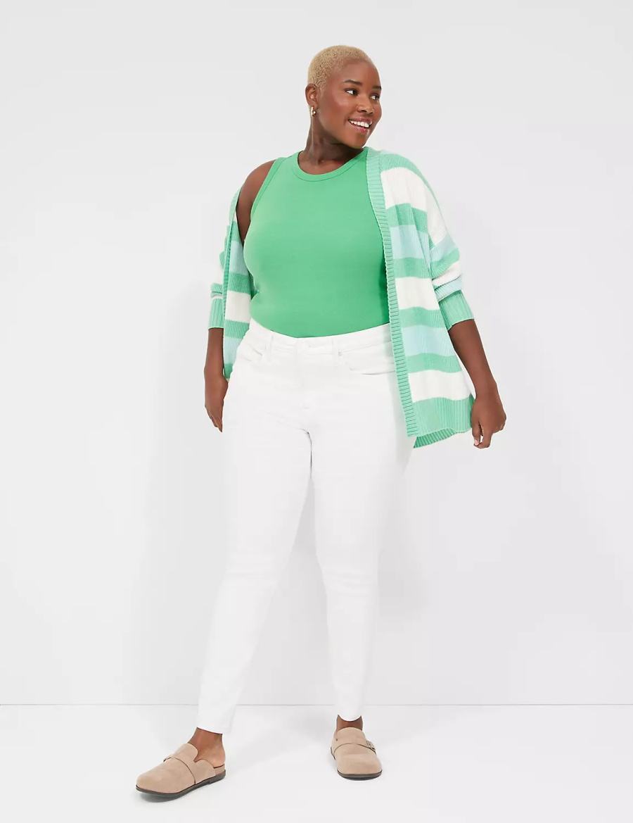 Green Lane Bryant Fitted High-Neck Ribbed Women Tank Top | YGR1779AX