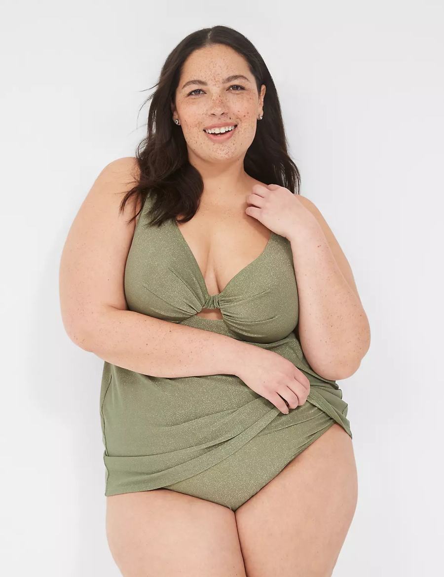 Green Lane Bryant Lurex Foldover-Waist Swim Women Briefs | DBK4447GT