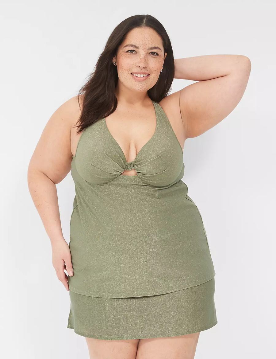 Green Lane Bryant Lurex Side Slit Swim Women Skirts | DXA8490WL