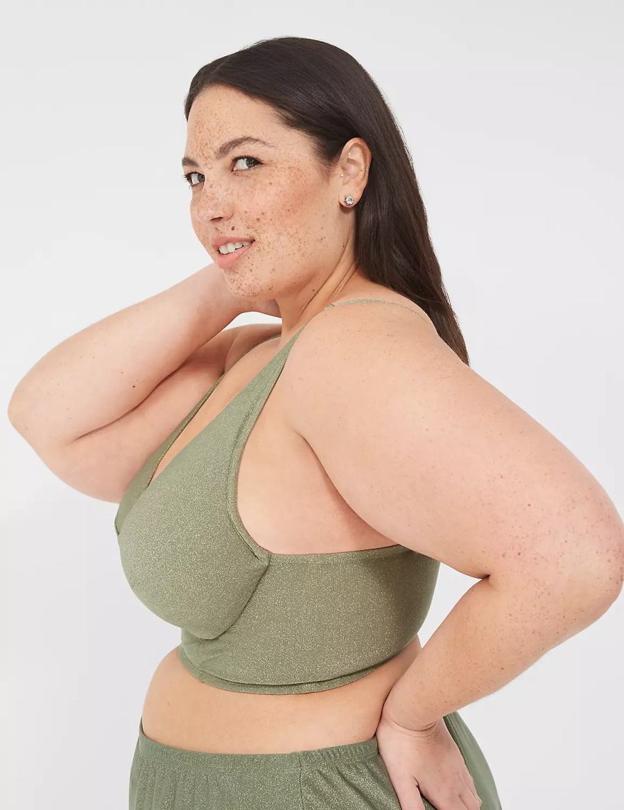 Green Lane Bryant Lurex Underwire Knot-Front Women Bikini Top | OYI8914PY