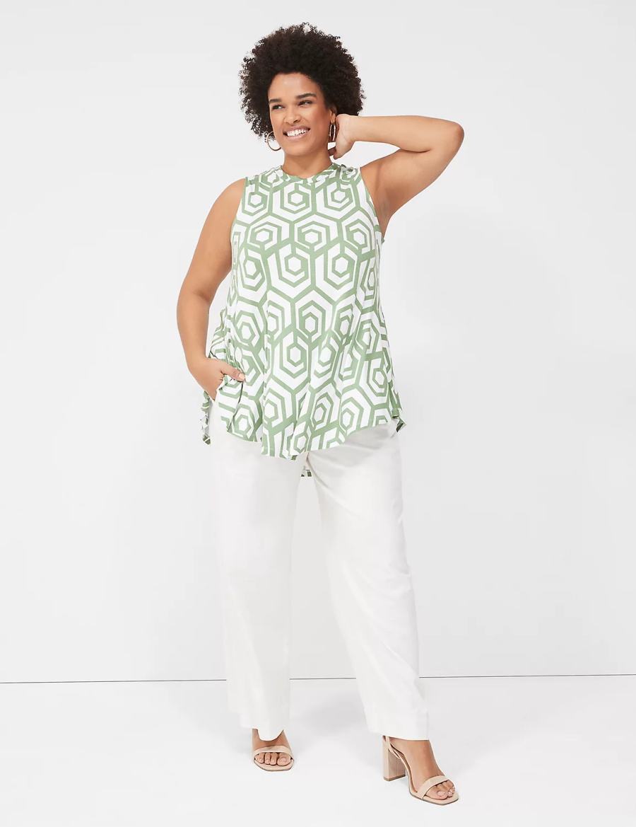 Green Lane Bryant Max Swing Sleeveless High-Neck Tunic Women T Shirts | SSV6498QL