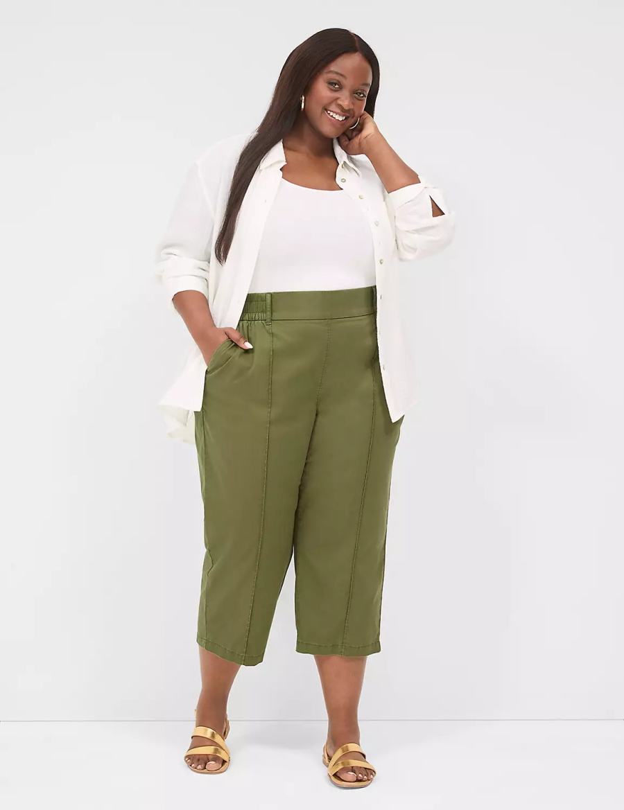 Green Lane Bryant Pull-On Soft Twill Capri Women Pants | MSR8799TJ