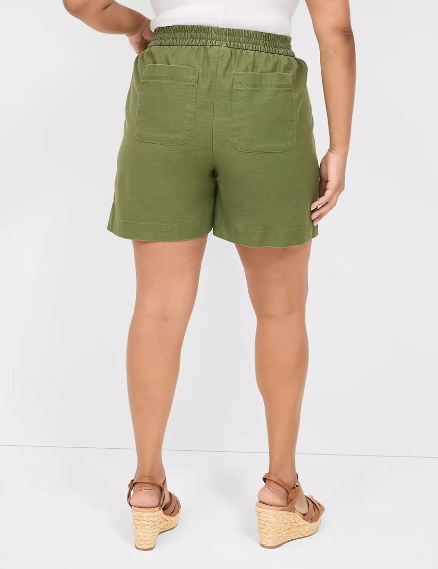 Green Lane Bryant Slub Pull-On Women Shorts | WKP796GY