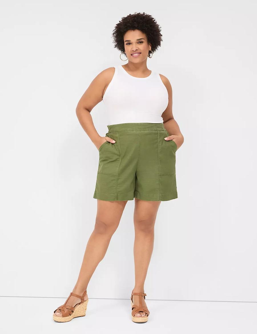 Green Lane Bryant Slub Pull-On Women Shorts | WKP796GY