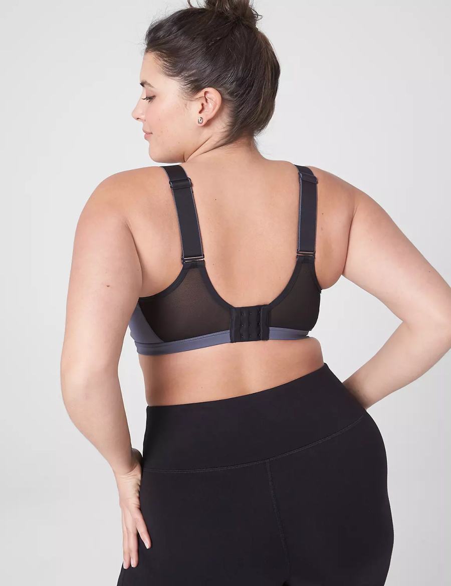 Grey Black Lane Bryant LIVI High-Impact Wicking Underwire Women Sports Bra | BWU6022LL