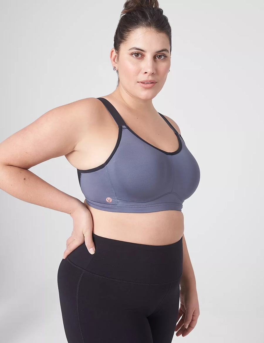 Grey Black Lane Bryant LIVI High-Impact Wicking Underwire Women Sports Bra | BWU6022LL