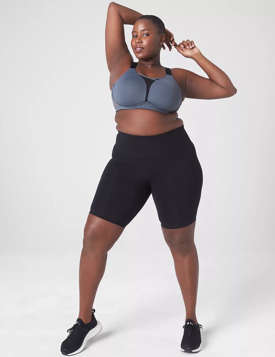 Grey Black Lane Bryant LIVI Wireless Medium-Impact Wicking Women Sports Bra | FPR6521WT